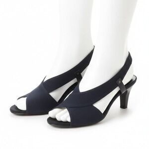 A2 Aerosoles Black Strappy Heels Open Toe Slingback Pump Size 11 Stretch Comfort